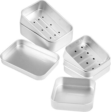 Набір мильниць для подорожей 2 шт. з алюмінію з підсіткою, вологостійкі, нержавіючі мильниці для дому, подорожей, мила та пінки для гоління (срібні)