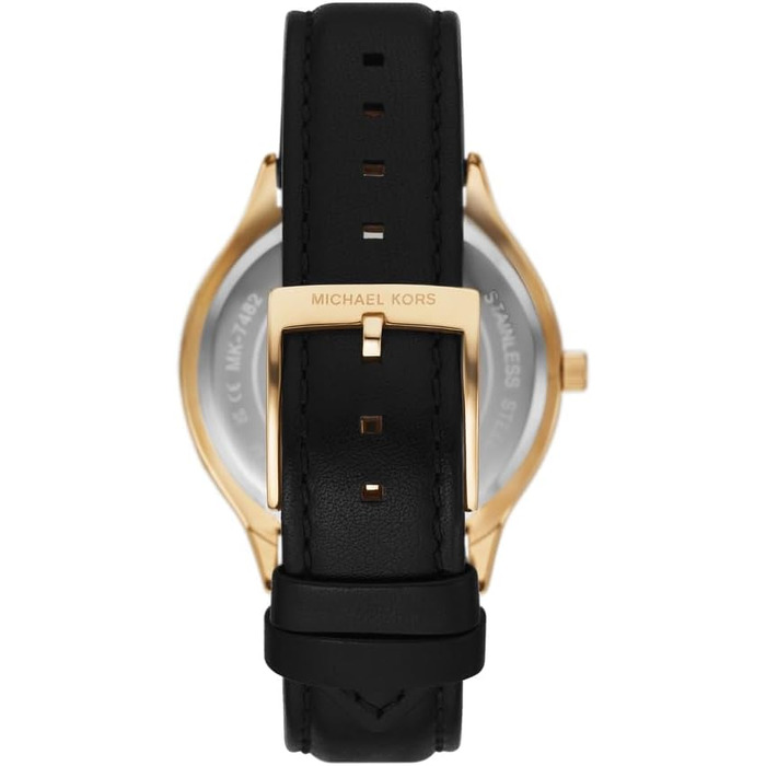 Жіночий годинник Michael Kors Slim Runway кварцовий, 38 мм, шкіряний ремінець (чорний та золотий)