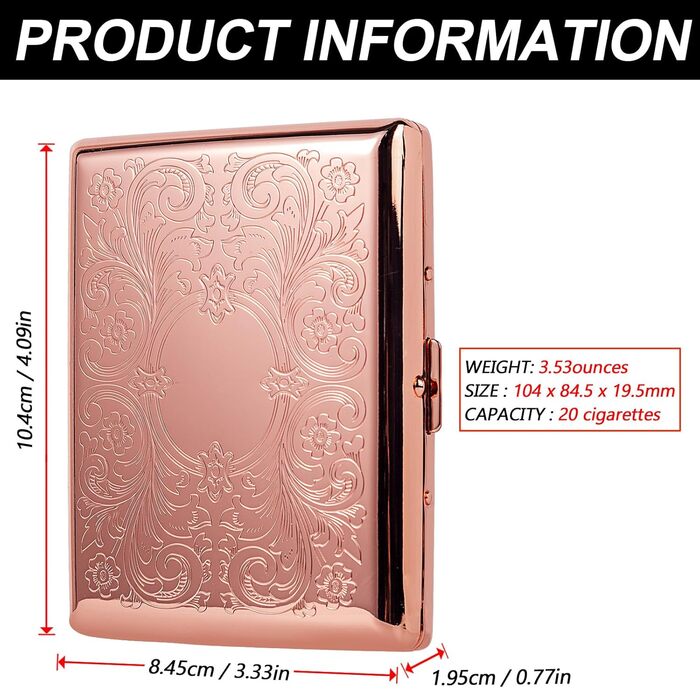 Металеве табакерка в стилі ретро, рожевий, для 20 сигарет 100mm, захисний портмоне