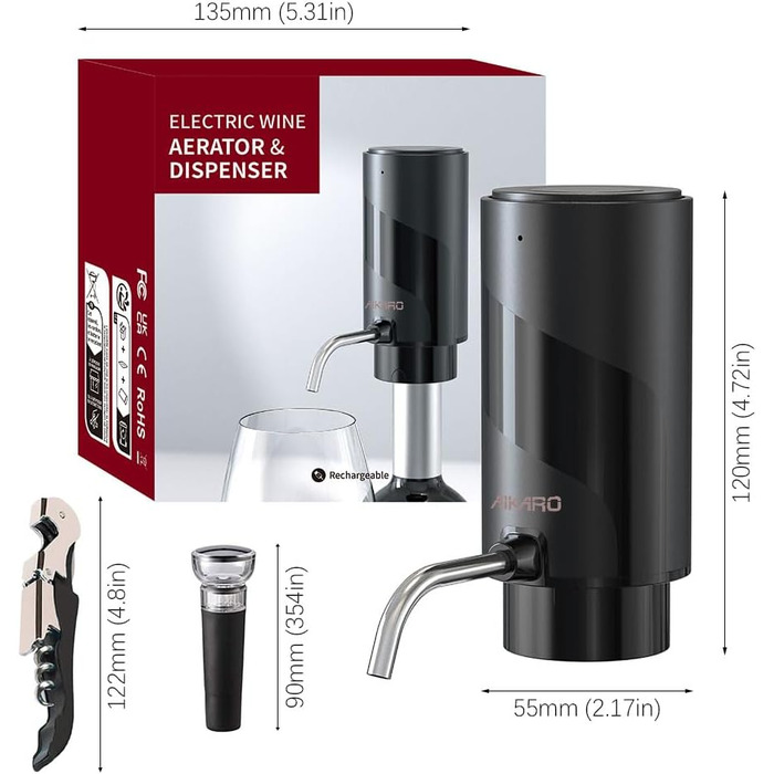 Wine Aerator, Red Wine Decanter, Wine Decanter (Aerator Set) (Electric Aerator Set)