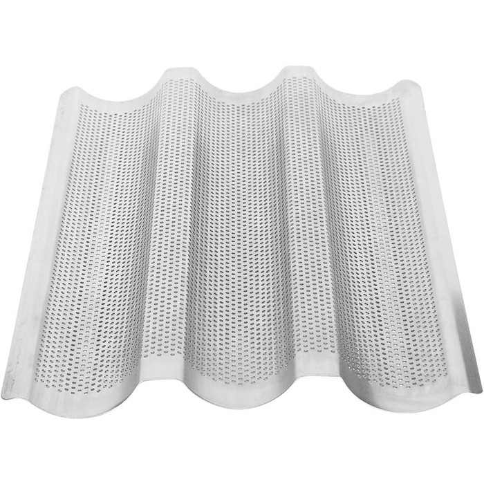 BuyWeek Baguette Baking Sheet, 3-Groove Stainless Steel Baguette Baking Mold French Bread Baking Sheet Pan Kitchen Baking Tool Silver