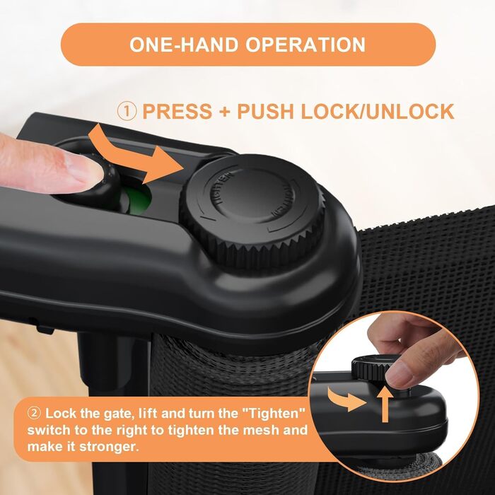 Захисний бар'єр для дітей, котів та собак: розтяжний захист для сходів та дверей (300 см, сірий)