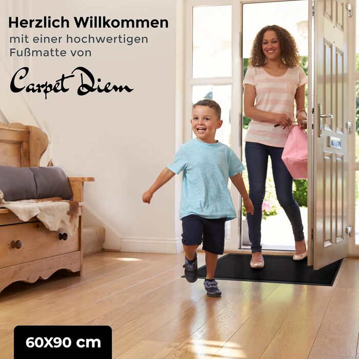 Килимок для дому та вулиці Carpet Diem: антиковзаюча, чорна, 60x90 см