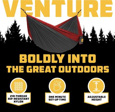 Гамак Wise Owl Outfitters для 1 особи - подвійний, ультралегкий, до 180 кг - антрацит/червоний + кріплення та карабіни