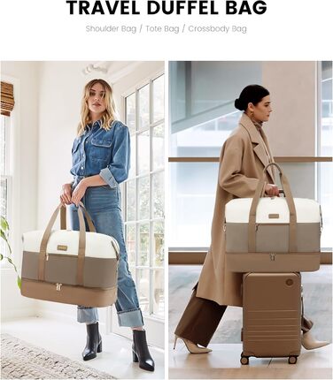 Сумка-мішок LOVEVOOK для жінок, 60L: дорожня, спортивна, для подорожей, з відділенням для взуття (55x42x25cm)