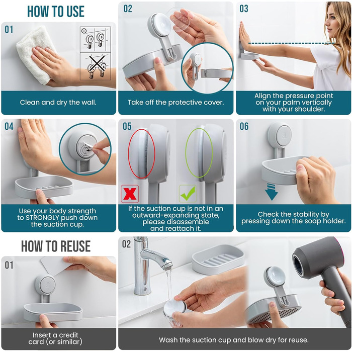 Настінний тримач для мила TAIILI з піддоном, без свердління, для душу та ванної кімнати, місткість до 5 кг, сірий (1)