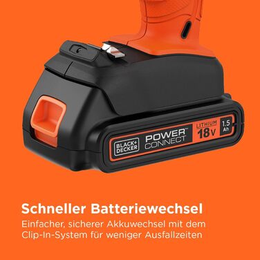 Акумуляторний дриль-шуруповерт BLACK+DECKER BCD001C1-QW (18V, 1.5 Ah, 10 мм) з акумулятором та зарядним пристроєм