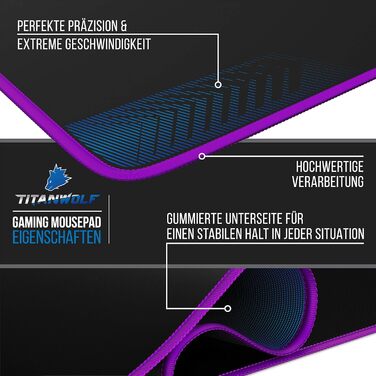 Килимок для миші TITANWOLF XXL 900x400mm - великий, фіолетовий, для геймінгу