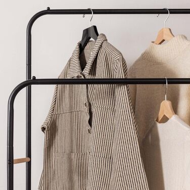 Newlux Clothes Rack up to 24kg with Shoe Shelf, Metal Coat Rack with High Stability, Easy Assembly, Scratch-Resistant Base | Compact Design | 50 x 40 x 160 cm | (Black, Hangy Duo 30)