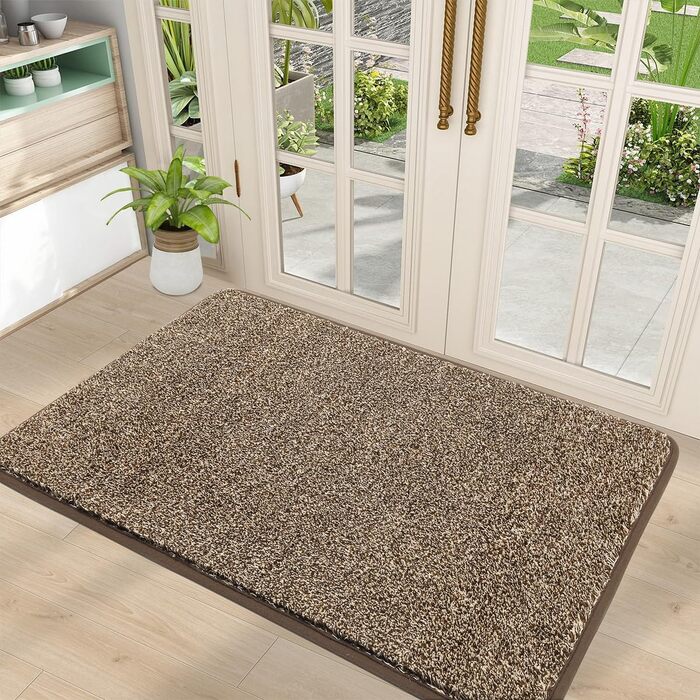 Привідний килимок Pauwer протиковзкий для вхідних дверей, стійкий до зносу та придатний для прання, для передпокою, тераси та саду (45x70 см, коричневий)