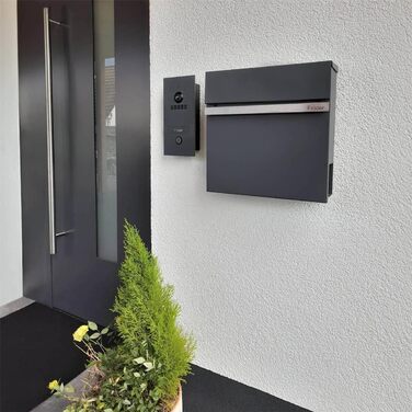 Поштовий ящик Metzler Stelio Anthrazit з газетницею та гравіюванням імені з нержавіючої сталі V2A - RAL 7016