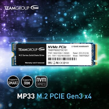 TEAMGROUP MP33 2TB NVMe SSD M.2 PCIe Gen3 X4 - 1800/1500 MB/s