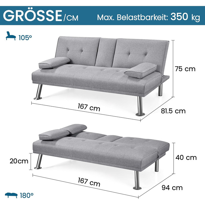 Yaheetech Folding Sleeper Sofa