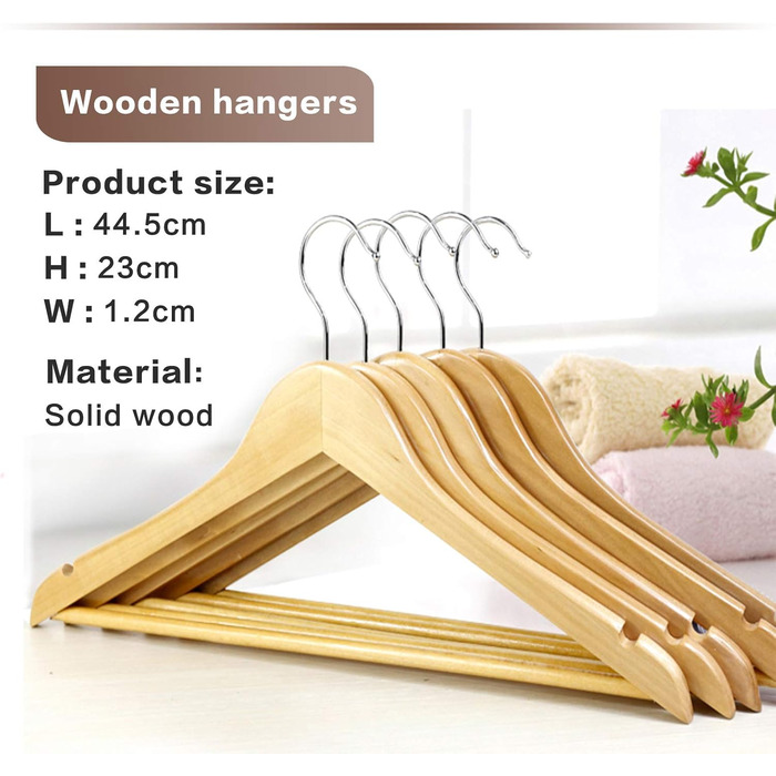 Дерев'яні вішалки для одягу з виступами для спідниць та штанів, 360° обертання, 20 шт. (білий)