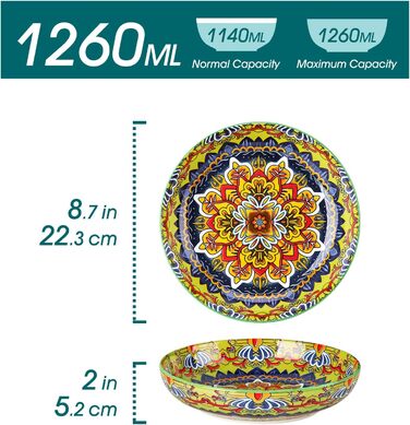 Набір супових тарілок Vancasso (6 шт) з порцеляни, 840 мл – для супу, салату, рамену, мюслі, пасти та десерту