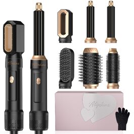 Набір для укладки волосся Atopskins 6 в 1: фен-щітка, локони, термощітка, 1000W, чорний