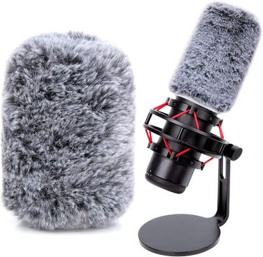 Тримач для мікрофона YOUSHARES з кріпленням для HyperX QuadCast, металевий, з насадкою для кріплення до столу та вітрозахистом, для стін та столів (2 хутряні насадки)