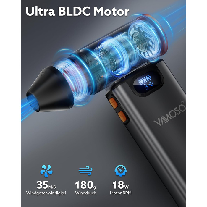 Електричний пилосос для повітря Metall Air Duster 180000RPM з акумулятором 8000mAh, 4-ступенева регулювання, для ПК, клавіатури, авто та відпочинку на природі