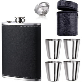Фляга для алкоголю 8oz з нержавіючої сталі, набір з 4 склянок та воронкою, для чоловіків та жінок, подарункова коробка GUFRRST