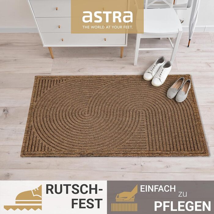 Придверний килимок Astra протибрудний та протиковзкий для вулиці, тераси та балкона, стійкий до погодних умов, 45x75 см, коричневий