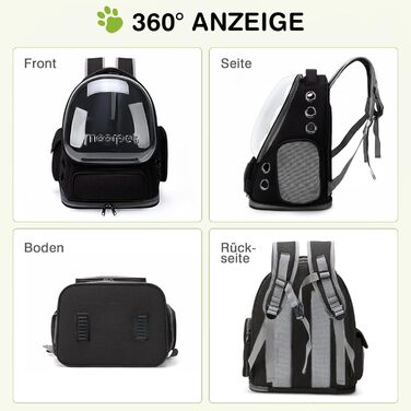 Рюкзак-переноска для котів та собак ALLSOPETS Bubble Carrier – чорний (до 7.5 кг)