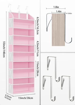 Органайзер на двері 5-ти секційний, складний, рожевий (2 шт) - для ванної, дитячої, кемпінгу