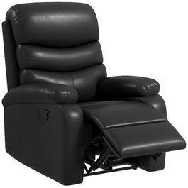 HOMCOM TV Recliner Chair with Reclining Function, 145° Recline, Footrest, Weight Capacity up to 125 kg, Foam, Faux Leather, W78 x D90 x H105 cm, Black | Aosom