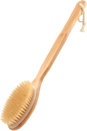 16.5 Inch Women's Bath & Body Brush with Bamboo Hog Bristles, Long Handle Bath Brushes, Back Scrubber for Shower for Men