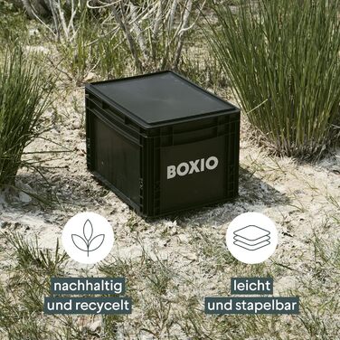 BOXIO – SOLO: Storage Box with Lid – Eurobox 40x30 x 28 cm – perfect plastic box/transport box made of plastic for camping, boat, cellar or garden - stackable with other Euroboxes