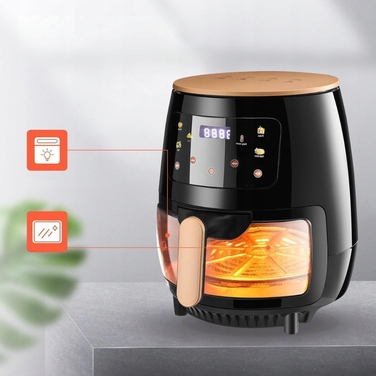 Аерофритюрниця Oyajia 6 л з LED-дисплеєм, вікном для перегляду, 6 функціями та потужністю 1700 Вт