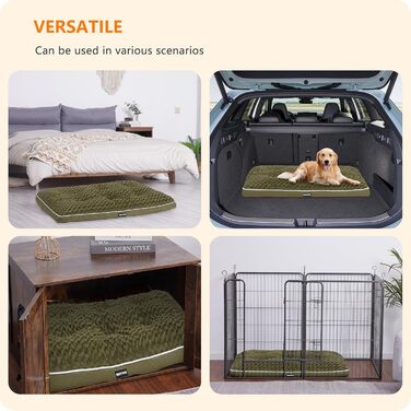 Ортопедичне ліжко для собак, килимок для собак з двоярусним дизайном, миється, знімний кошик для собак, 90 см для маленьких та середніх собак (105 x 69 x 12 см, оливковий)