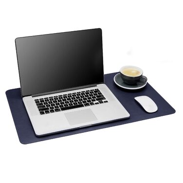 Шкіряний килимок для столу Gallaway DeskPad (PU-шкіра), захисний підкладник під мишу та клавіатуру, темно-синій, 61 x 35.6 см