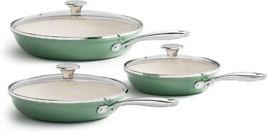 Redchef Ceramic Induction Nonstick Fry Pan Set - 6 Piece with Lids (20, 24, 28cm) - PTFE, PFAS, PFOA Free - Oven & Dishwasher Safe