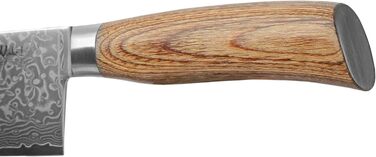 Wakoli EDIB Pro ніж кухарський з дамаської сталі (серцевина VG10) з 20 см лезом – гострий та збалансований – ніж з дамаської сталі з ручкою з паккавуду в подарунковій коробці – ніж кухарський з дамаської сталі для професійних та аматорських кухарів (з гра