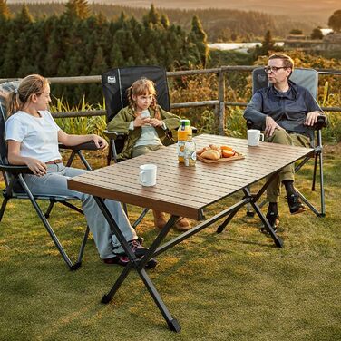Складний кемпінговий стіл Timber Ridge 125x80 см, регульована висота, для 6 осіб, для пікніка, саду, походу, подорожей