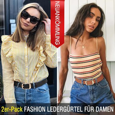 Жіночий шкіряний ремінь WHIPPY великого розміру, модний джинсовий ремінь з міцною пряжкою для джинсів, суконь, коричневий та чорний (з золотою пряжкою) XXL 140 см