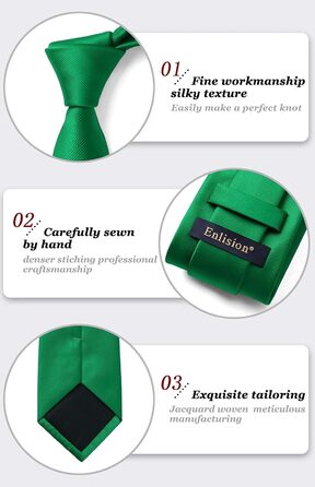 Краватка та нагрудний платок Enlision Solide - однотонні, різні кольори (D2 Зелений 3)