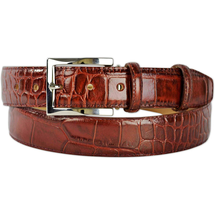 Чоловічий шкіряний ремінь Pasquale Cutarelli з крокодиловим візерунком, колір бургундський