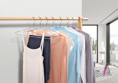 Amber Home 20-Piece 43cm Chrome Iron Clothes Hangers, Silver Metal Clothes Hangers for Suit, T-Shirt, Shirt, Jacket, Dress, Pants, Robust and Durable