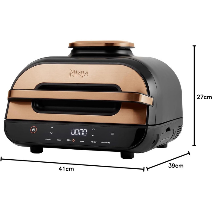 Ninja Foodi MAX Grill & Air Fryer, 3.8L Air Fryer with Digital Temperature Probe, Dishwasher-Safe Parts, Amazon Exclusive, 6-in-1, Copper/Black, AG551EUCP MAX PRO Grill & Air Fryer 3.8L Copper/Black