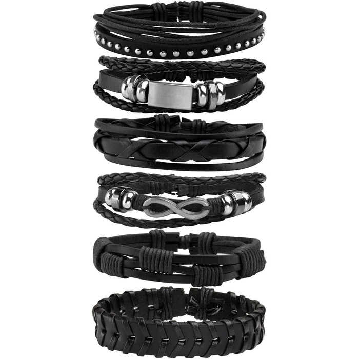 Чоловічий плетений браслет з екошкіри Milakoo, набір браслетів та манжет для жінок та чоловіків