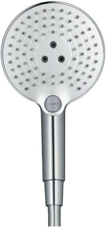 Hansgrohe Raindance Select S - Showerhead, Hand Shower with 3 Spray Patterns, Showerhead, Showerhead with Anti-Limescale Function, White/Chrome, 26530400