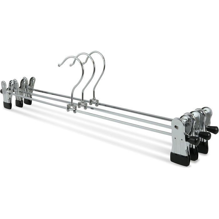 famy.Shop 10-Piece Metal Clothes Hangers Pant Hangers Trouser Clips Non-Slip Rubberized Chrome Plated, approx. 40x11.5cm