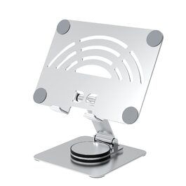 Алюмінієва підставка для планшета та смартфона 360°: поворотна, складана стійка для iPad Pro/Mini/Air, Samsung Tab, Nexus (4-13 дюймів), срібляста