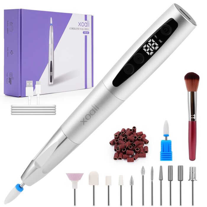 Електричний набір для манікюру та педикюру Xoali 13 в 1, 35000 об/хв, для гелю, акрилу, натуральних нігтів