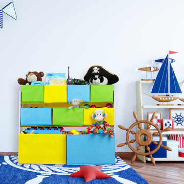 Relaxdays Children's Shelving Unit with Motif and 9 Boxes