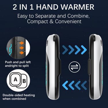 Електричний грієчка для рук, перезаряджається, 6000 mAh, USB, портативний, для жінок та чоловіків, для відпочинку на природі, кемпінгу, полювання, гольфу, Panda, чорний