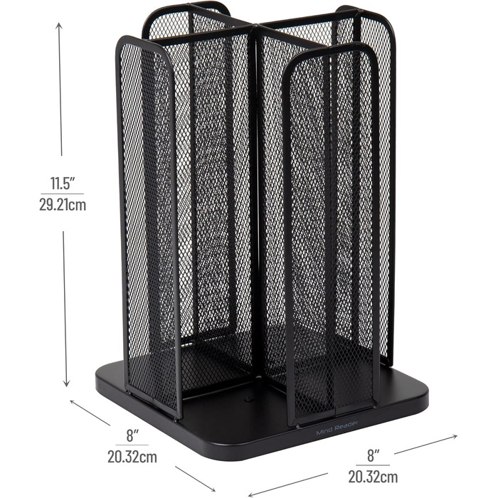 Mind Reader Network Collection, 4-Compartment Cup and Lid Dispenser, Countertop Organizer, Metal Mesh, 8