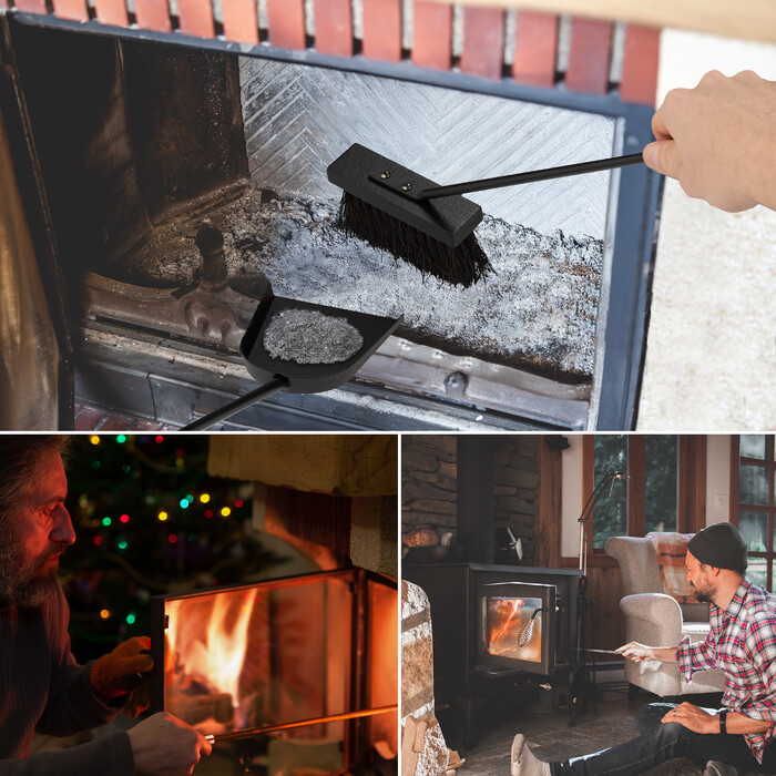 Relaxdays 5-Piece Fireplace Set in Black