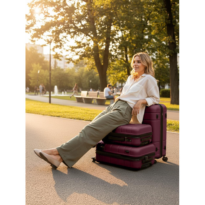 Набір валіз REDOLZ Essentials 11 Trolley Set 3-teilig темно-синій 56 см (Burgundy, розширюваний)